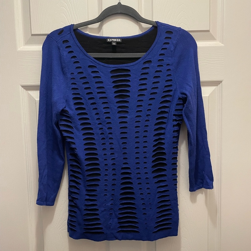 Express black and blue sweater